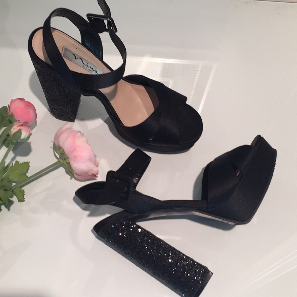 Nina Platform glitter block heels